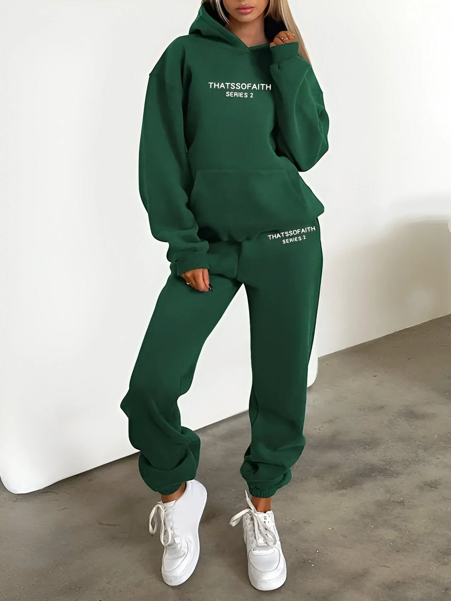 Fash-Track Suit Set - Loungewear Women's Letter Print Hoodie & Pants with Drawstring -  - #tag1#