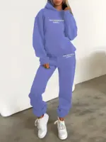 Fash Track Suit Set Loungewear Women s Letter Print Hoodie Pants with Drawstring tag1