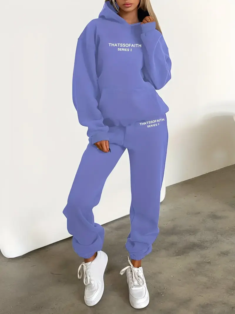 Fash Track Suit Set Loungewear Women s Letter Print Hoodie Pants with Drawstring tag1