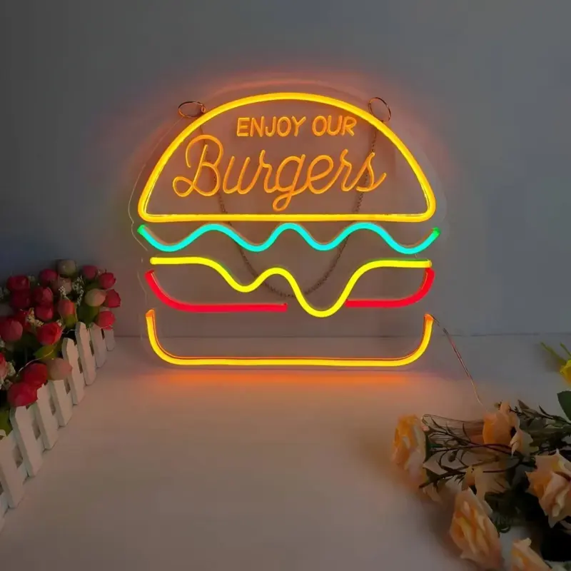 Fast Food Neon Sign Colorful Fast Food Sign USB Night Light tag1