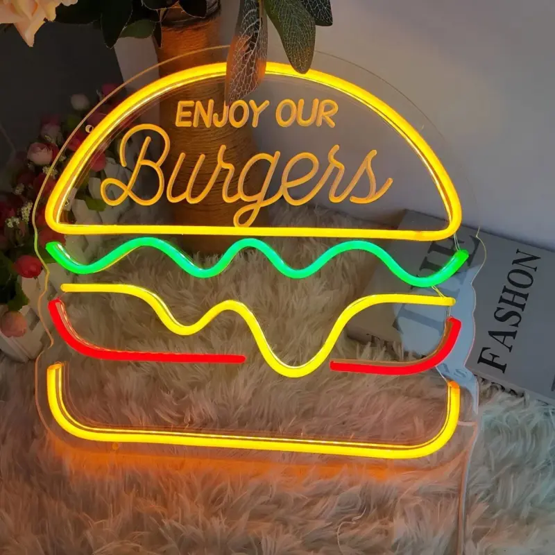 Fast Food Neon Sign Colorful Fast Food Sign USB Night Light tag1