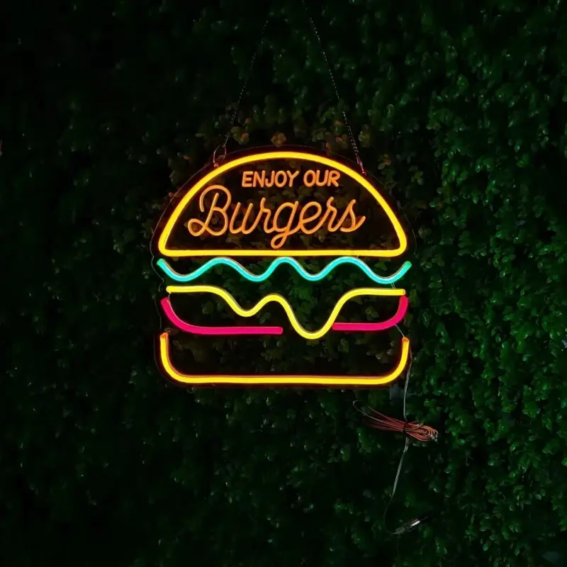 Fast Food Neon Sign Colorful Fast Food Sign USB Night Light tag1