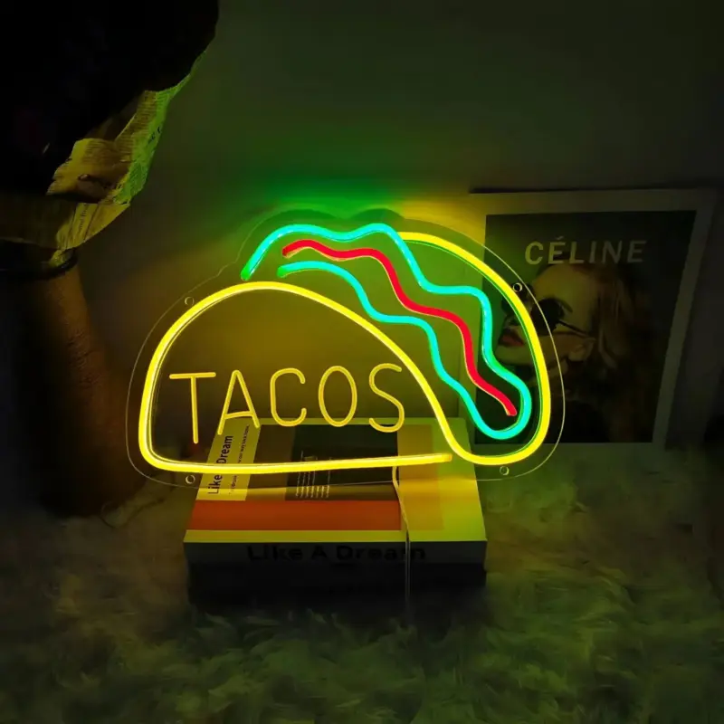 Fast Food Neon Sign Colorful Fast Food Sign USB Night Light tag1