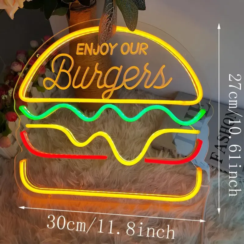 Fast Food Neon Sign Colorful Fast Food Sign USB Night Light tag1