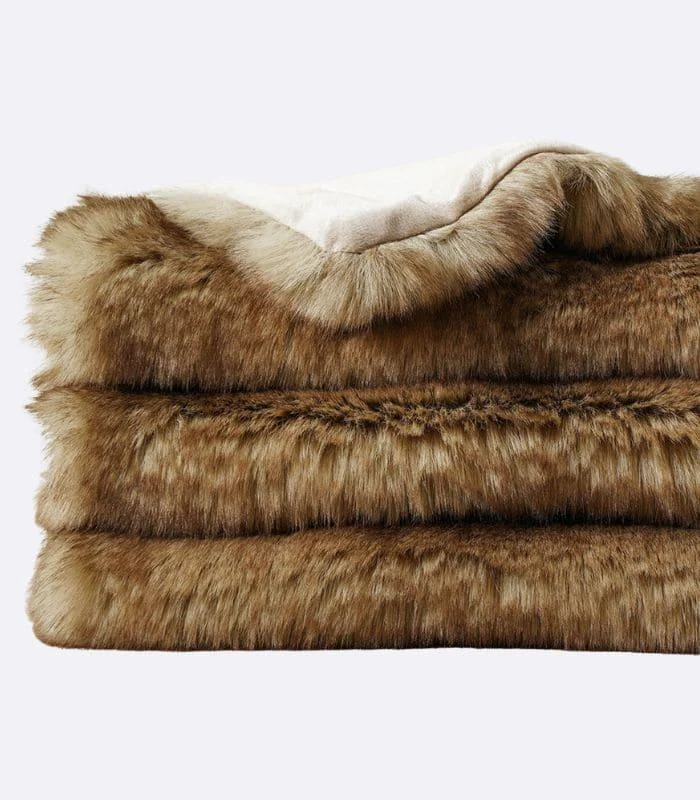 Faux Fur Blanket Light Brown Caramel -  - #tag1#
