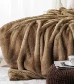 Faux Fur Blanket Light Brown Caramel tag1