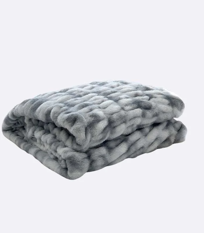 Faux Fur Throw Blanket Decorative Large Blue -  - #tag1#