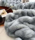 Faux Fur Throw Blanket Decorative Large Blue tag1