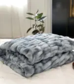 Faux Fur Throw Blanket Decorative Large Blue tag1