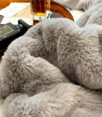 Faux Fur Throw Blanket Decorative Large Grey tag1