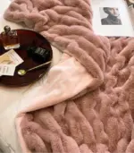 Faux Fur Throw Blanket Decorative Large Pink tag1