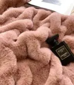 Faux Fur Throw Blanket Decorative Large Pink tag1