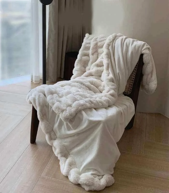 Faux Fur Throw Blanket Decorative Large White -  - #tag1#