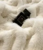 Faux Fur Throw Blanket Decorative Large White tag1