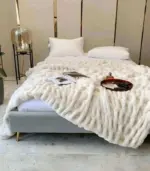 Faux Fur Throw Blanket Decorative Large White tag1