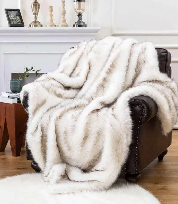 Faux Fur Throw Blanket Large White 2.5-3 kg -  - #tag1#