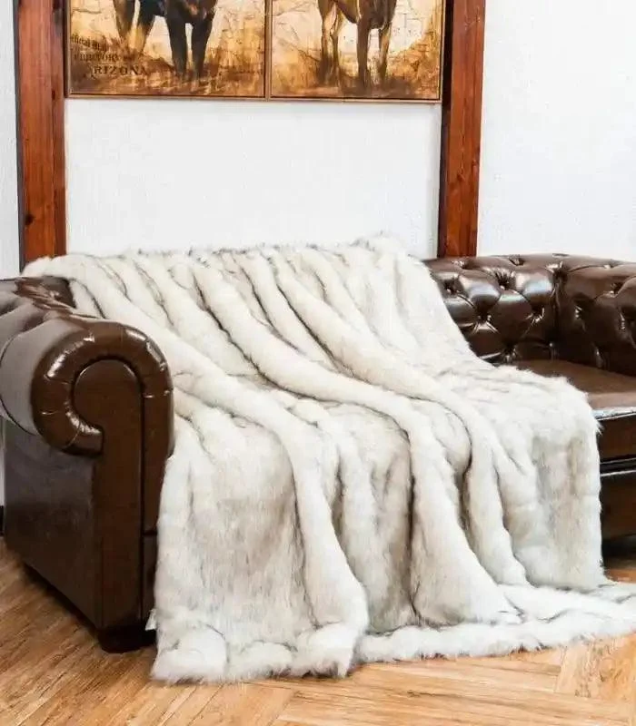 Faux Fur Throw Blanket Large White 2.5-3 kg -  - #tag1#
