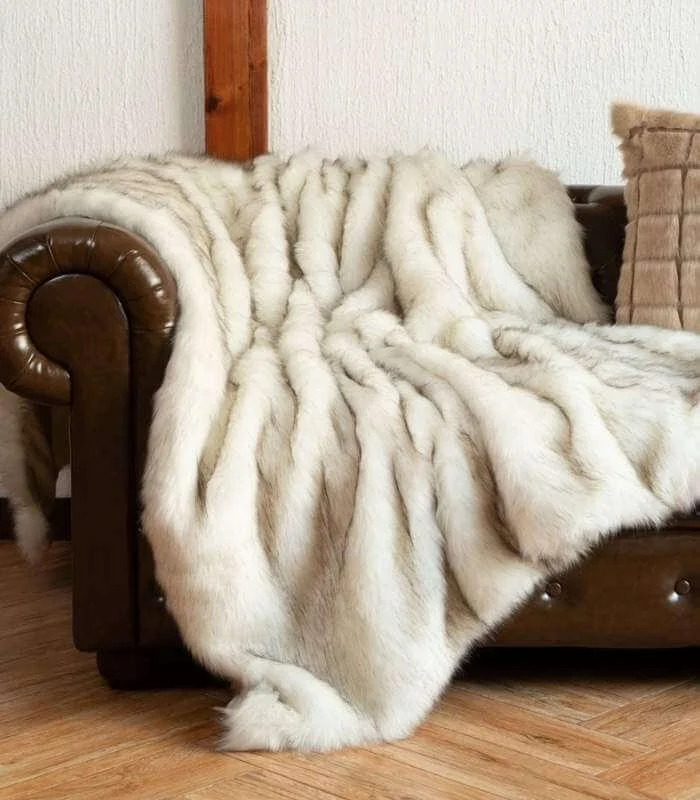 Faux Fur Throw Blanket Large White 2.5-3 kg -  - #tag1#
