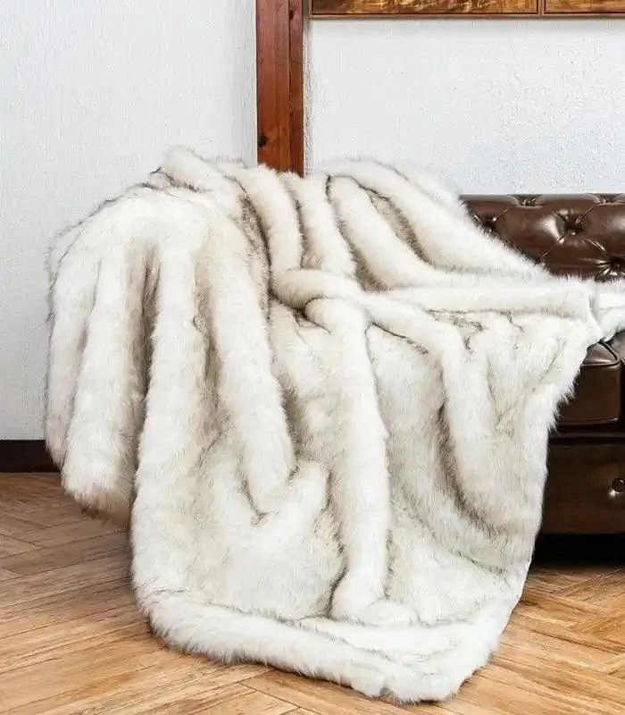 Faux Fur Throw Blanket Large White 2.5-3 kg -  - #tag1#