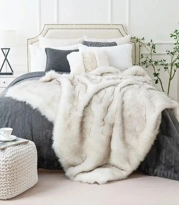Faux Fur Throw Blanket Large White 2.5-3 kg -  - #tag1#