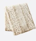 Faux Fur Throw Blanket Leopard Print Soft Beige tag1