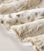 Faux Fur Throw Blanket Leopard Print Soft Beige tag1
