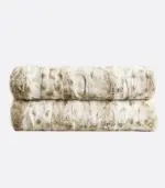Faux Fur Throw Blanket Leopard Print Soft Beige tag1