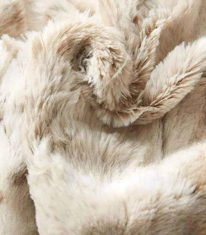 Faux Fur Throw Blanket Leopard Print Soft Beige -  - #tag1#
