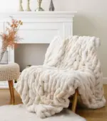Faux Fur Throw Blanket Luxe Beige Plush and Thick 2 kg tag1