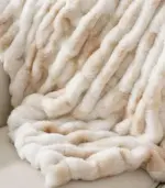 Faux Fur Throw Blanket Luxe Beige Plush and Thick 2 kg tag1