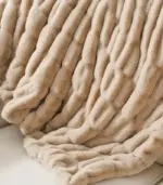 Faux Fur Throw Blanket Luxe Tan Plush and Thick 2 kg tag1