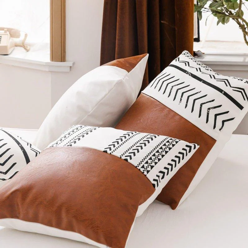 Faux Leather Chevron Cushions -