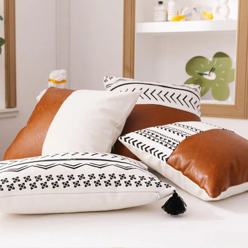 Faux Leather Chevron Cushions -