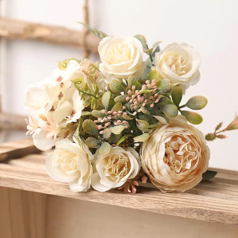 Faux Silk Roses Bouquet -