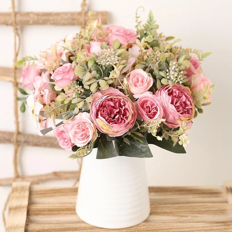 Faux Silk Roses Bouquet -