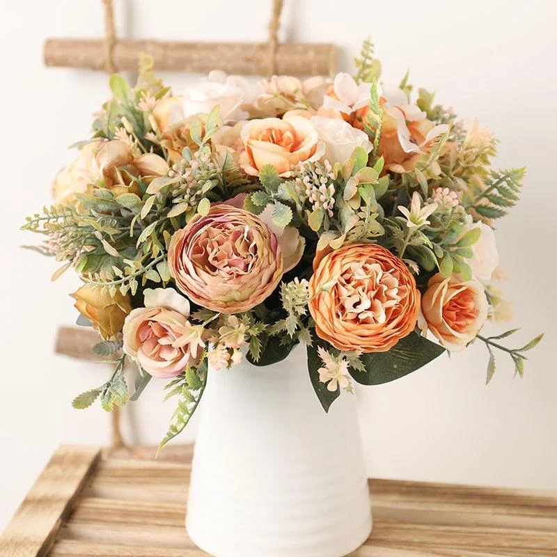 Faux Silk Roses Bouquet -