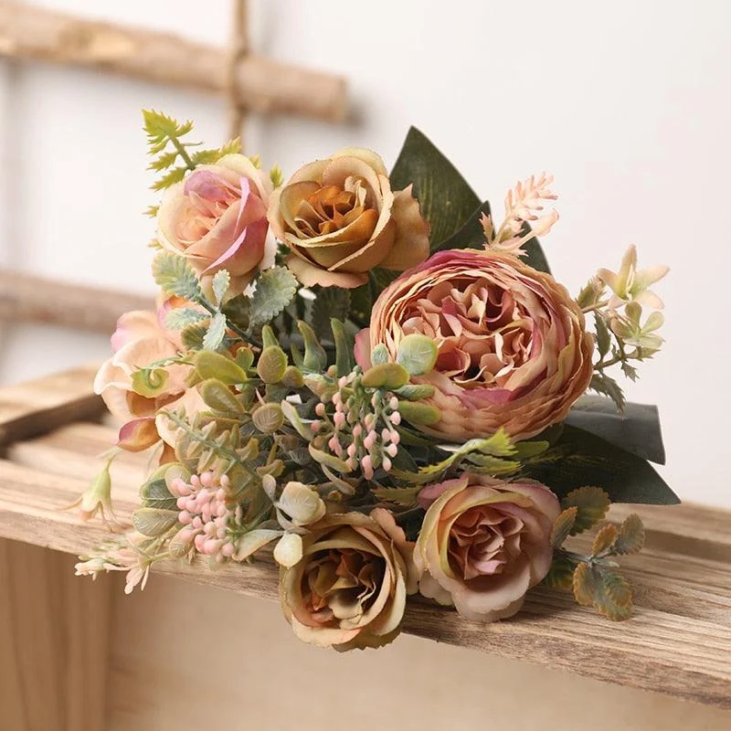 Faux Silk Roses Bouquet -