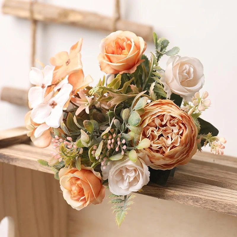 Faux Silk Roses Bouquet -