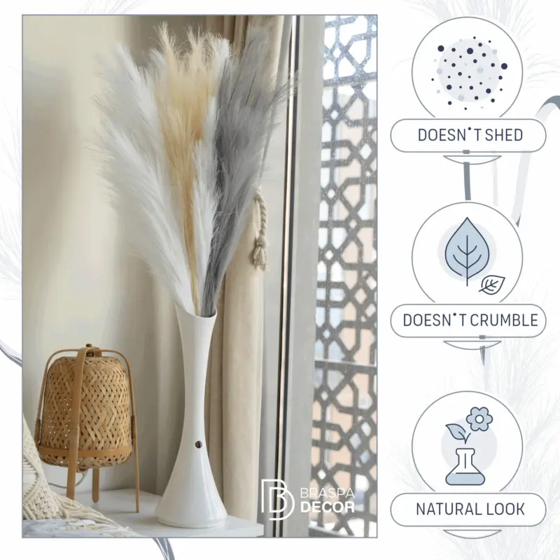Faux Tall Pampas Grass Decor 10 Pcs 40 120 Branches Popmas Grass tag1