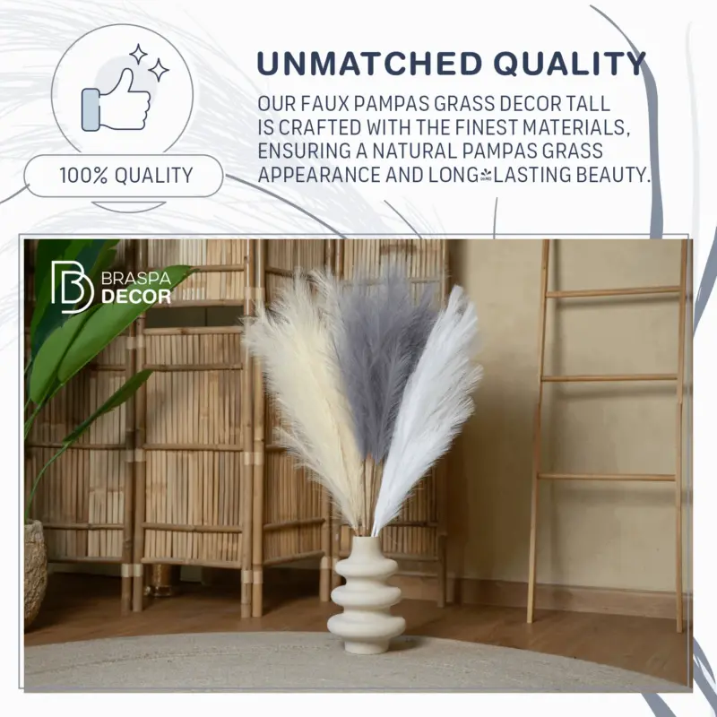 Faux Tall Pampas Grass Decor 10 Pcs 40 120 Branches Popmas Grass tag1