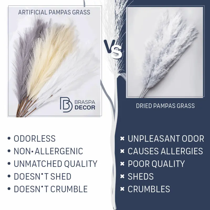 Faux Tall Pampas Grass Decor 10 Pcs 40 120 Branches Popmas Grass tag1