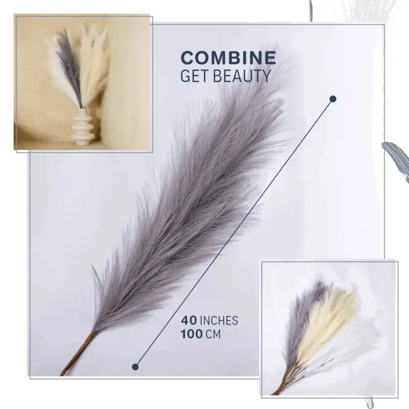 Faux Tall Pampas Grass Decor 10 Pcs 40 120 Branches Popmas Grass tag1