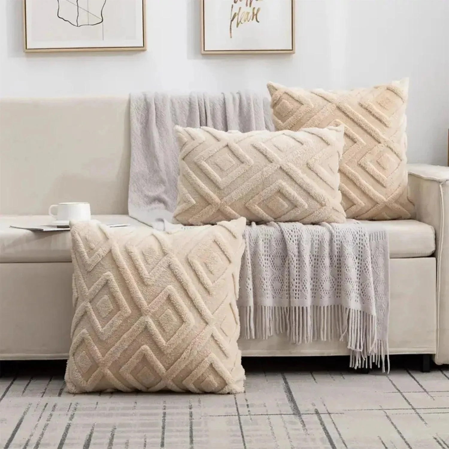 Faux Wool Patterned Cushion Cover -  - #tag1#