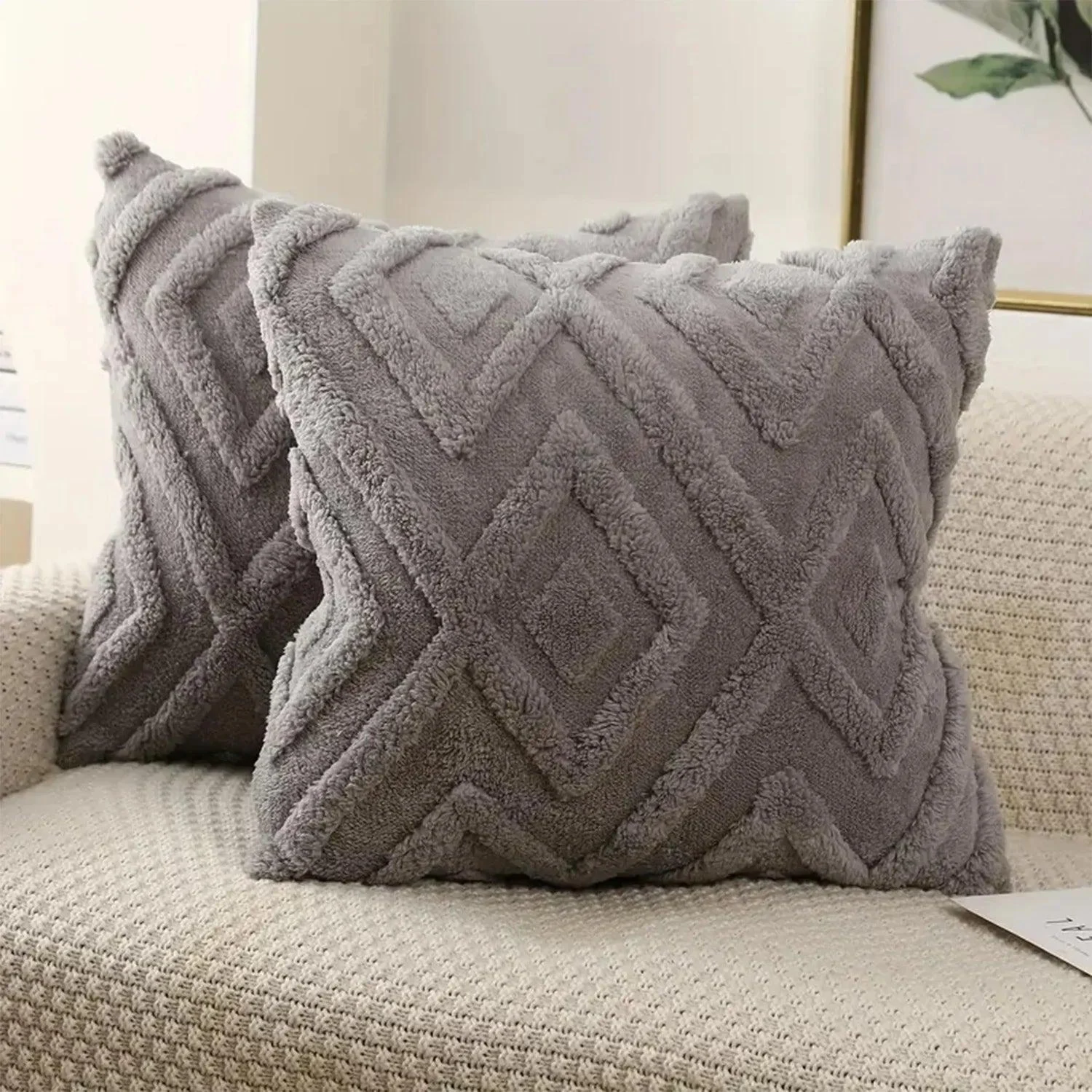 Faux Wool Throw Pillow Cover -  - #tag1#