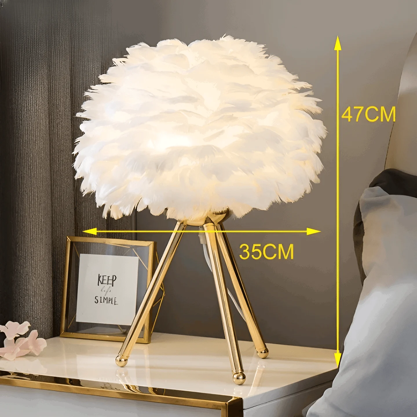 Feather Glow - Handmade Ostrich Feather Table Lamp for Romantic Ambiance -  - #tag1#