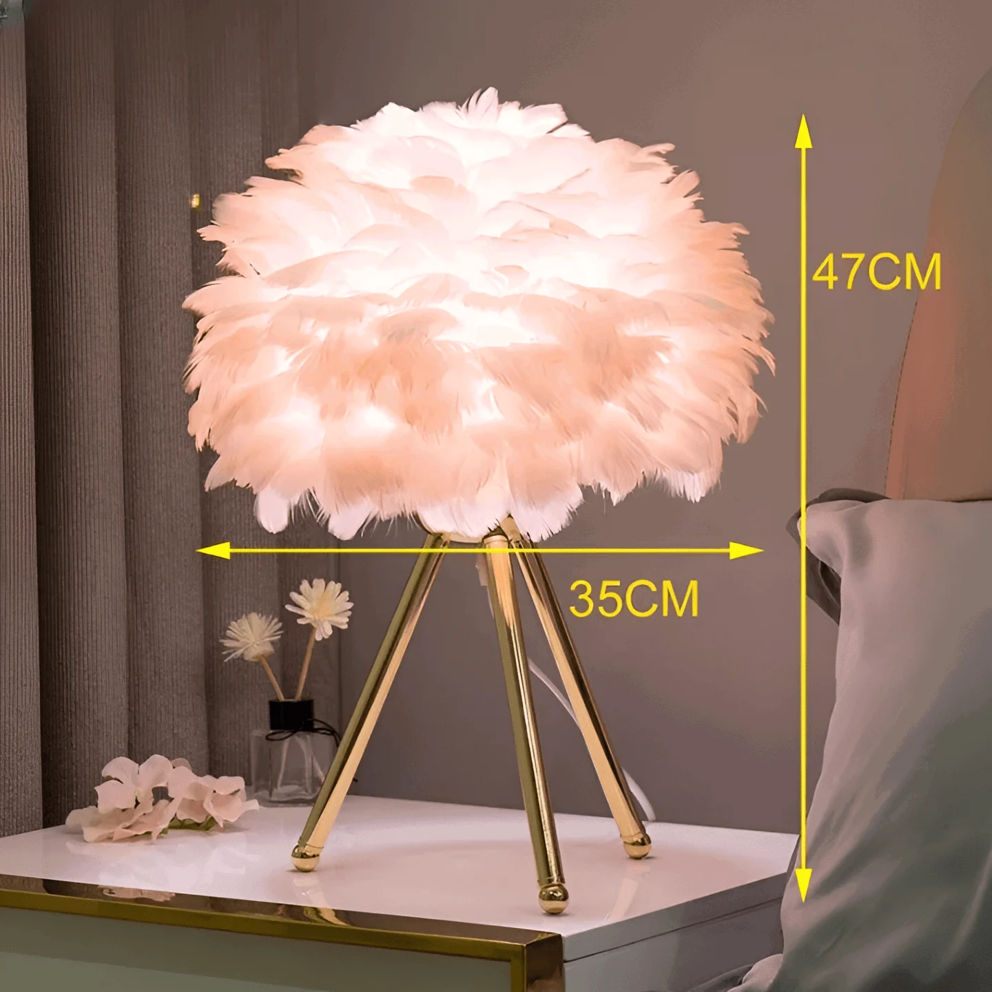 Feather Glow - Handmade Ostrich Feather Table Lamp for Romantic Ambiance -  - #tag1#