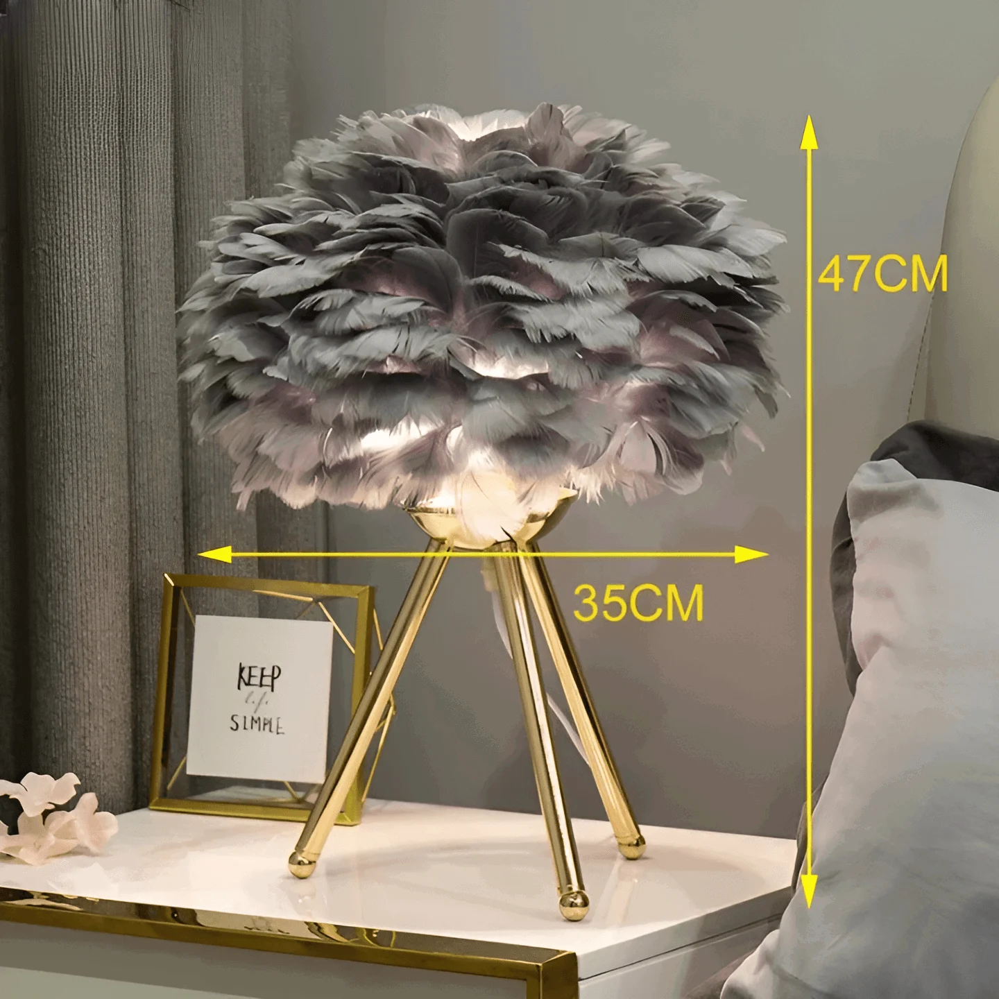 Feather Glow - Handmade Ostrich Feather Table Lamp for Romantic Ambiance -  - #tag1#