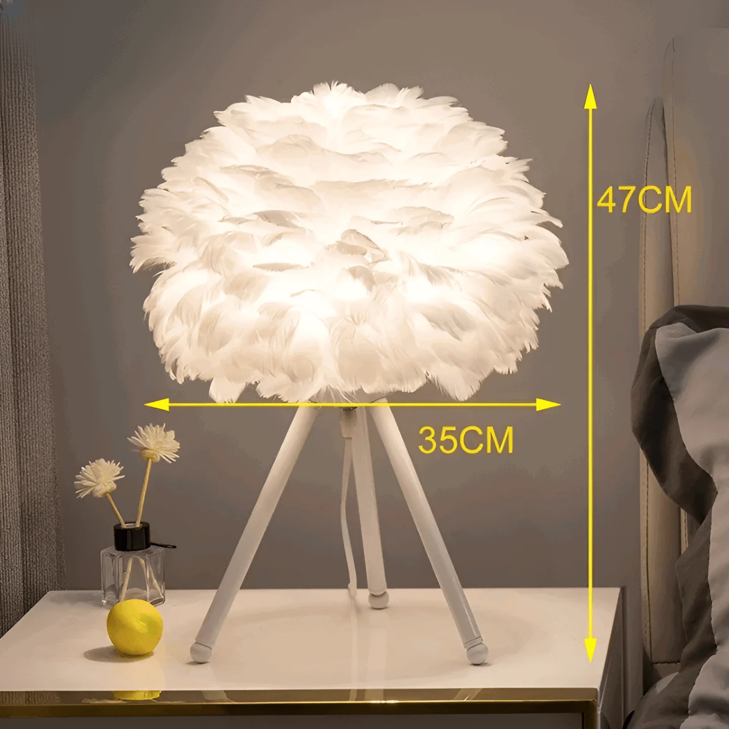 Feather Glow - Handmade Ostrich Feather Table Lamp for Romantic Ambiance -  - #tag1#