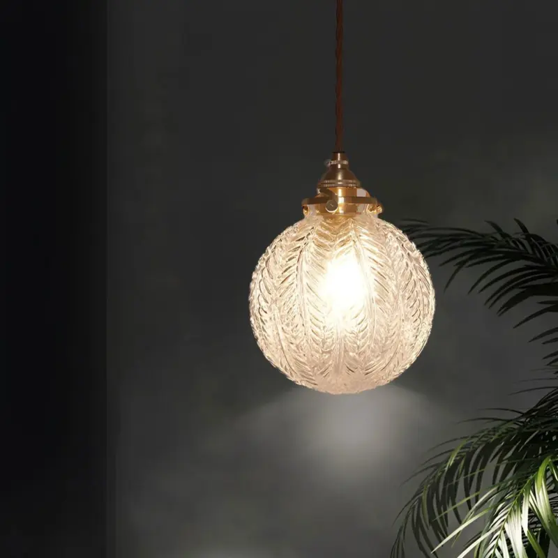 Feather Glow Smoke Grey Sphere Pendant Light made of Clear Glass tag1
