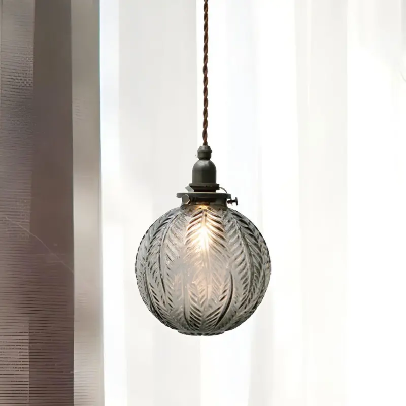 Feather Glow Smoke Grey Sphere Pendant Light made of Clear Glass tag1